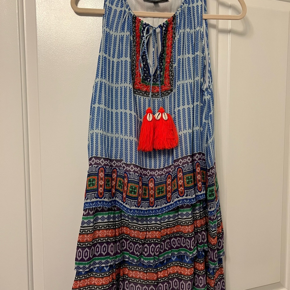 Bohemian Sleeveless Dress with Tassels